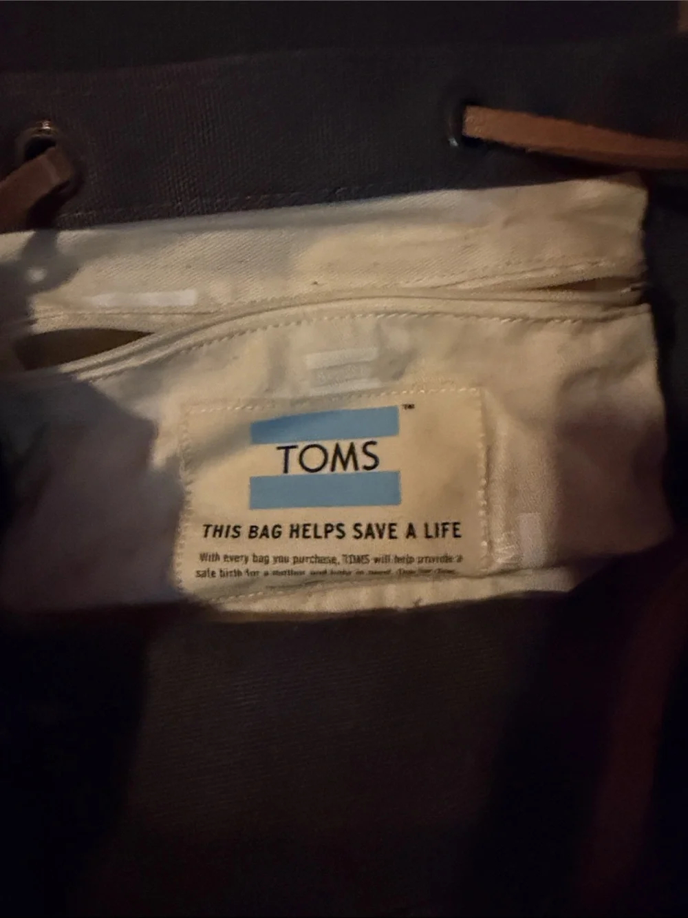 Toms Black Mini Canvas Flap Backpack with Cream Straps